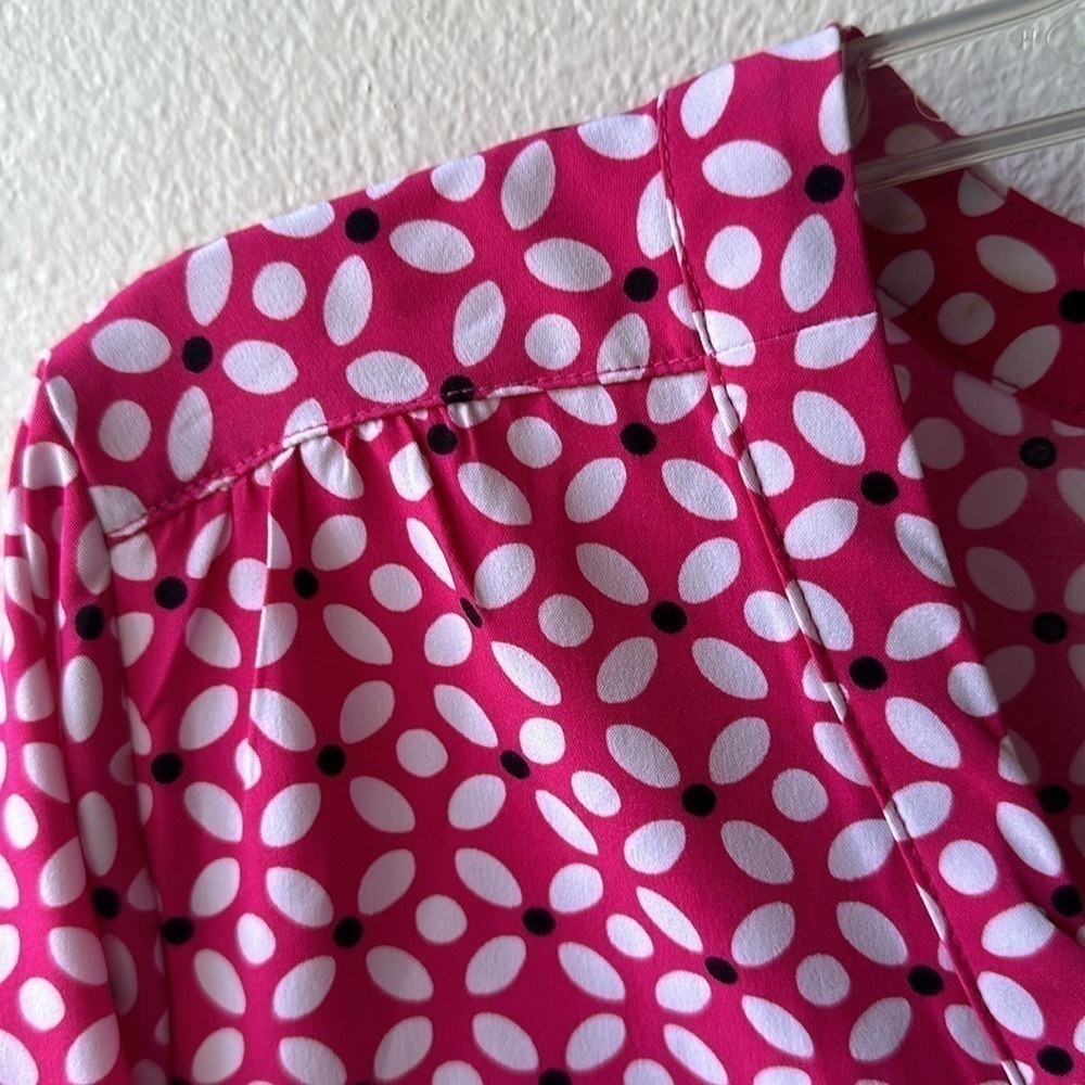 Adrienne Vittadini top pink white blouse size large career - Picture 3 of 9